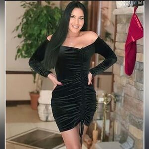 🆕 GOBLES Womens Velvet Bodycon Dress Large